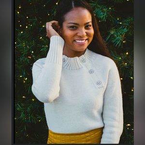 🍁J.Crew - Jeweled Lambswool Button Sweater🍂